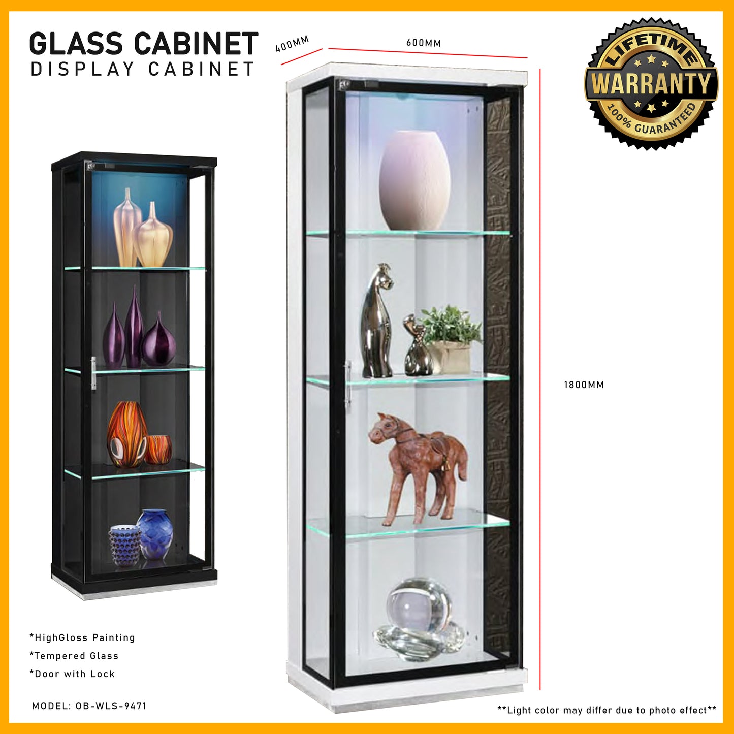 Glass Cabinet - Black | 9471