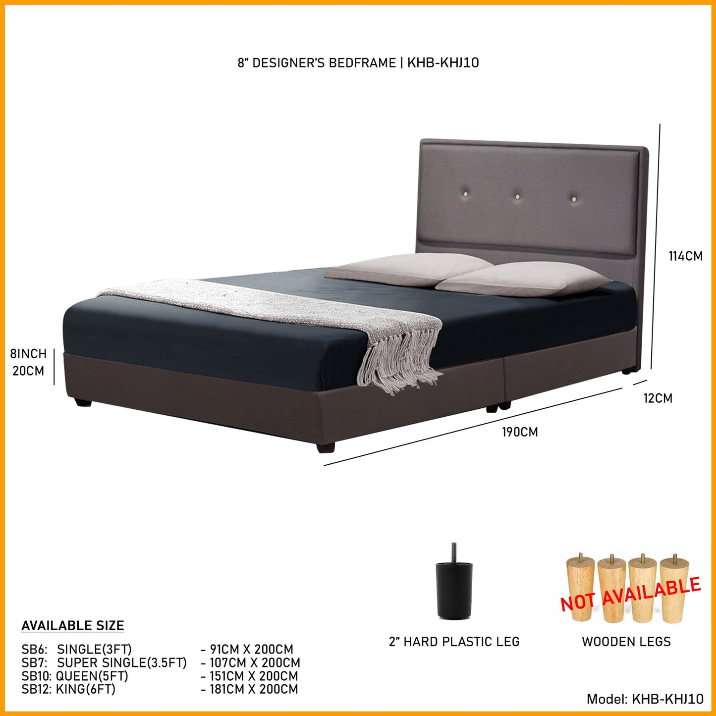 Divan Bedframe with Headboard only | KHJ10