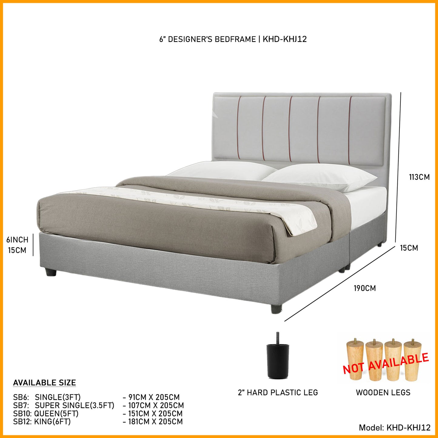 Divan Bedframe with Headboard only l KHJ12