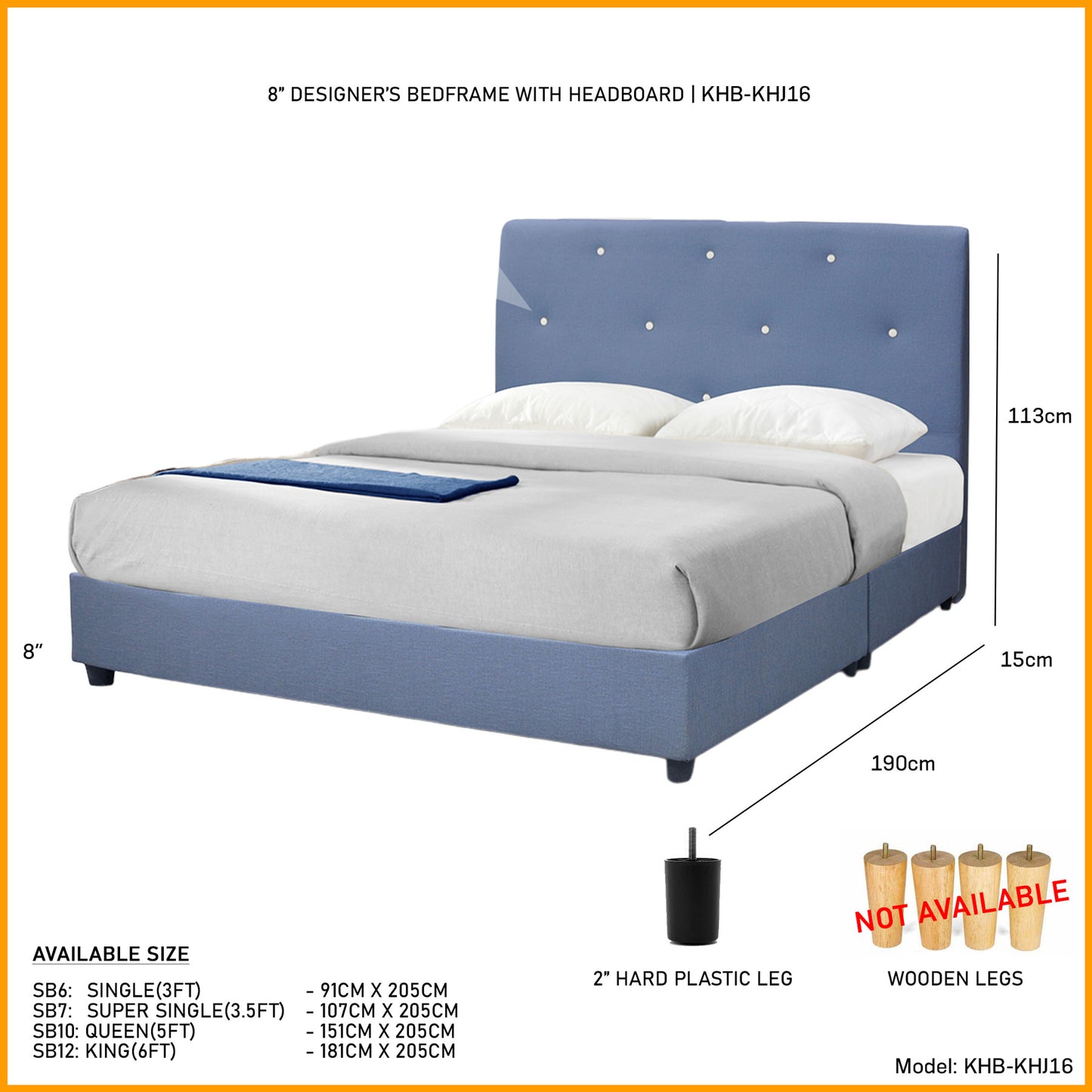 Divan Bedframe with Head Board & Mattress l KHJ16