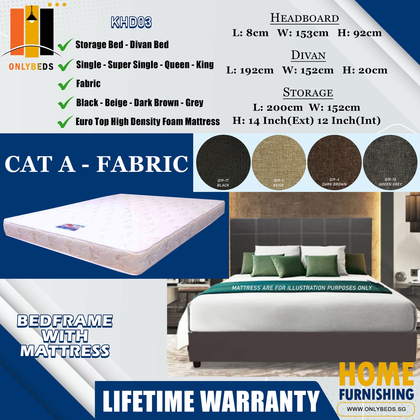 Divan Bed With Foam Mattress l KHD03 l Cat A