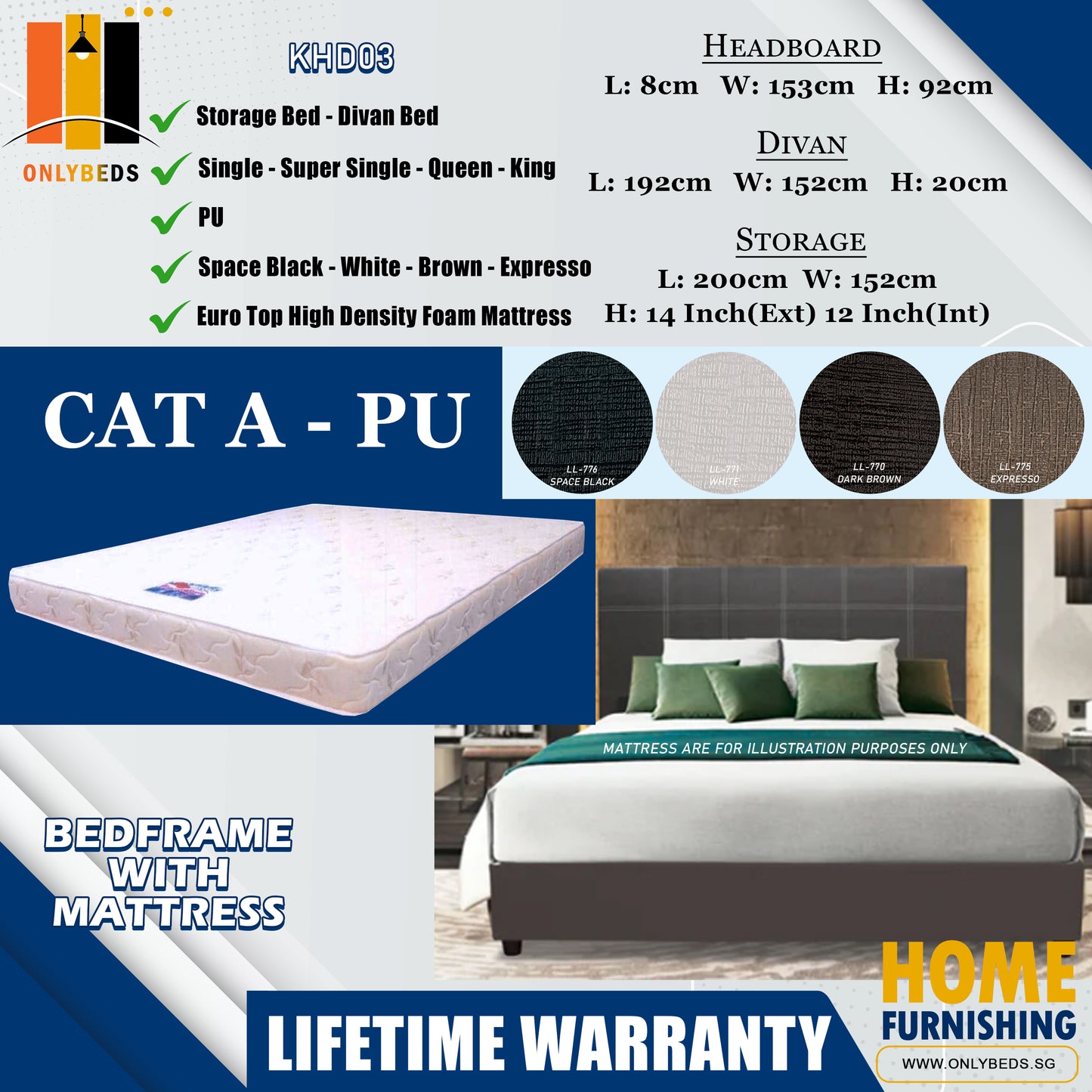 Divan Bed With Foam Mattress l KHD03 l Cat A