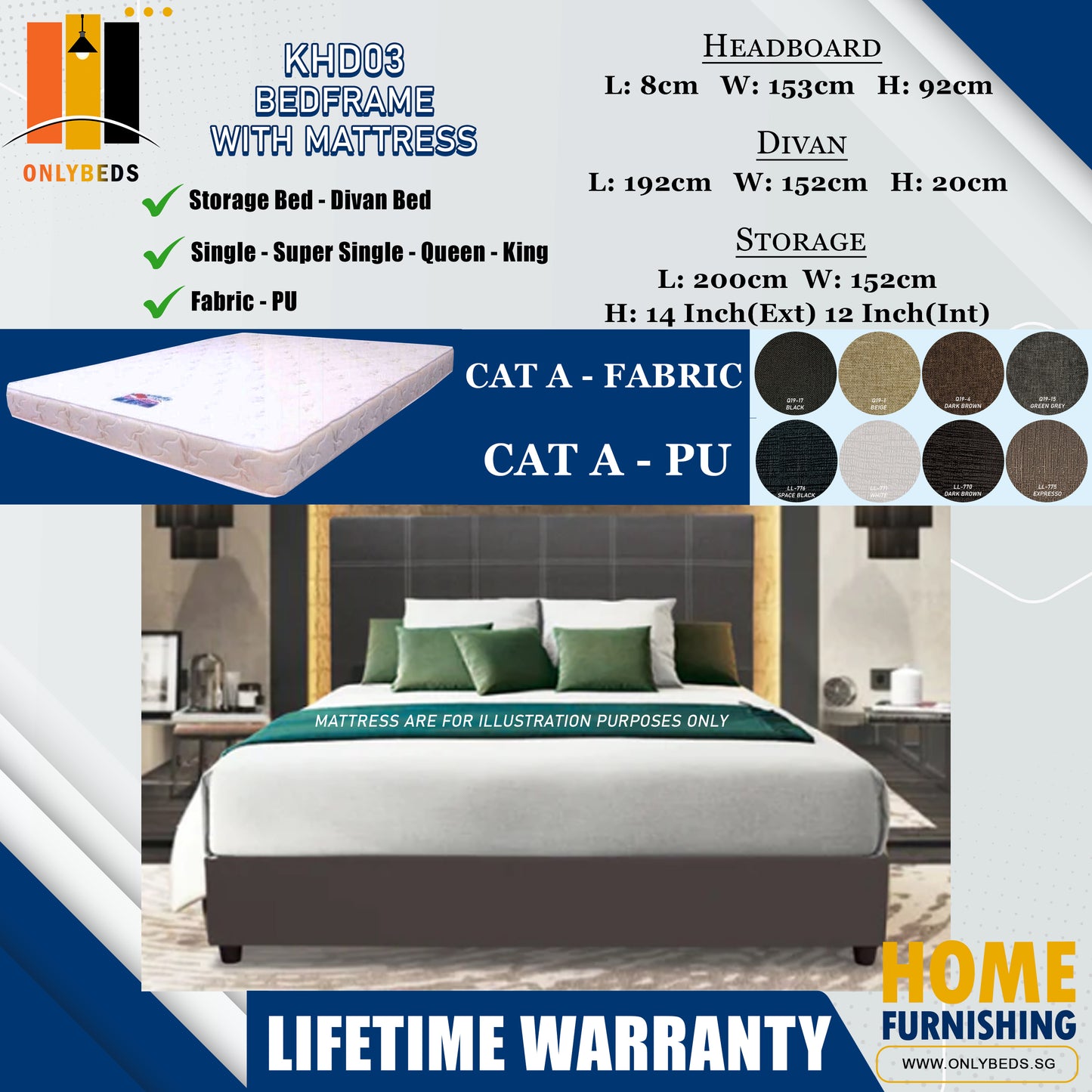 Divan Bed With Foam Mattress l KHD03 l Cat A