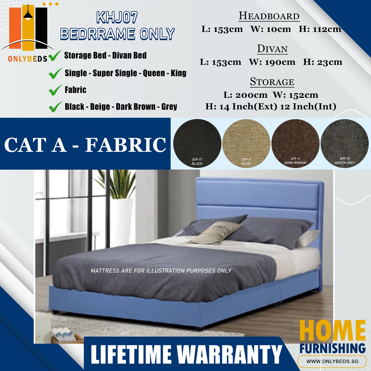 Storage Bedframe with Headboard only l KHJ07