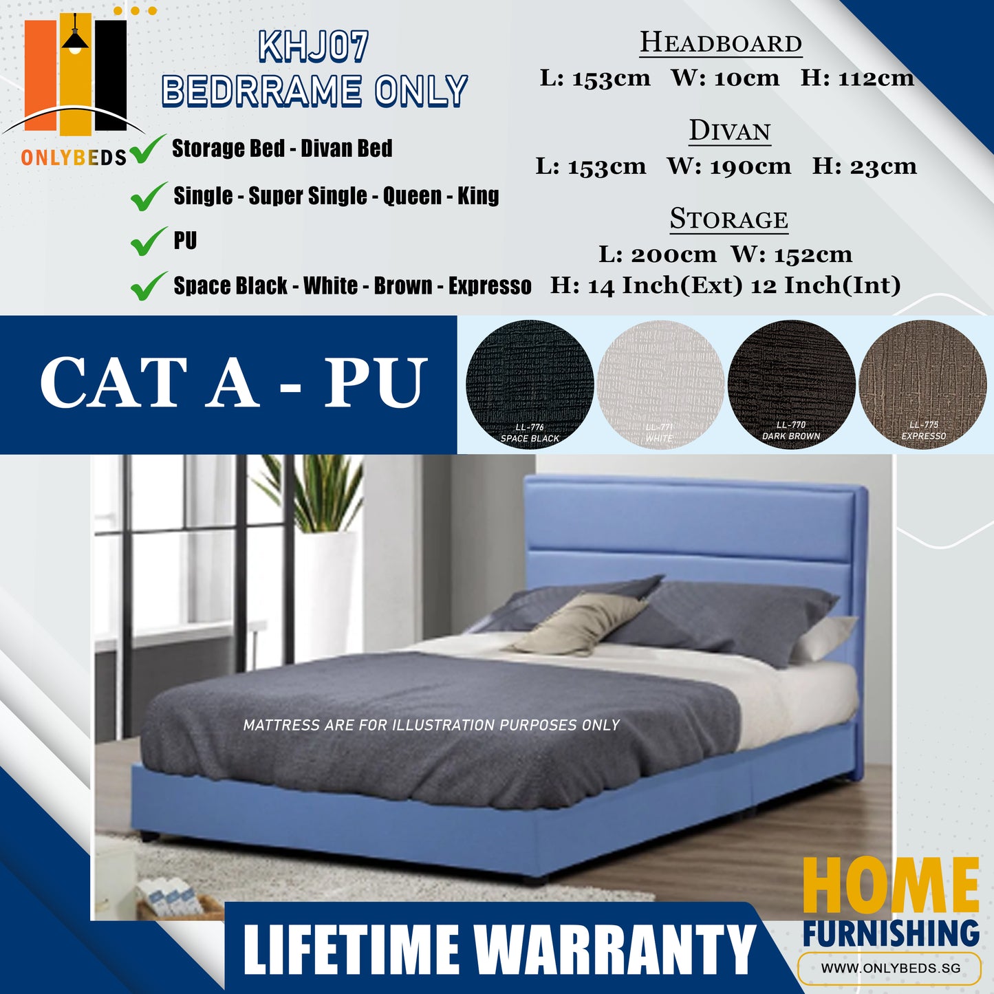Storage Bedframe with Headboard only l KHJ07