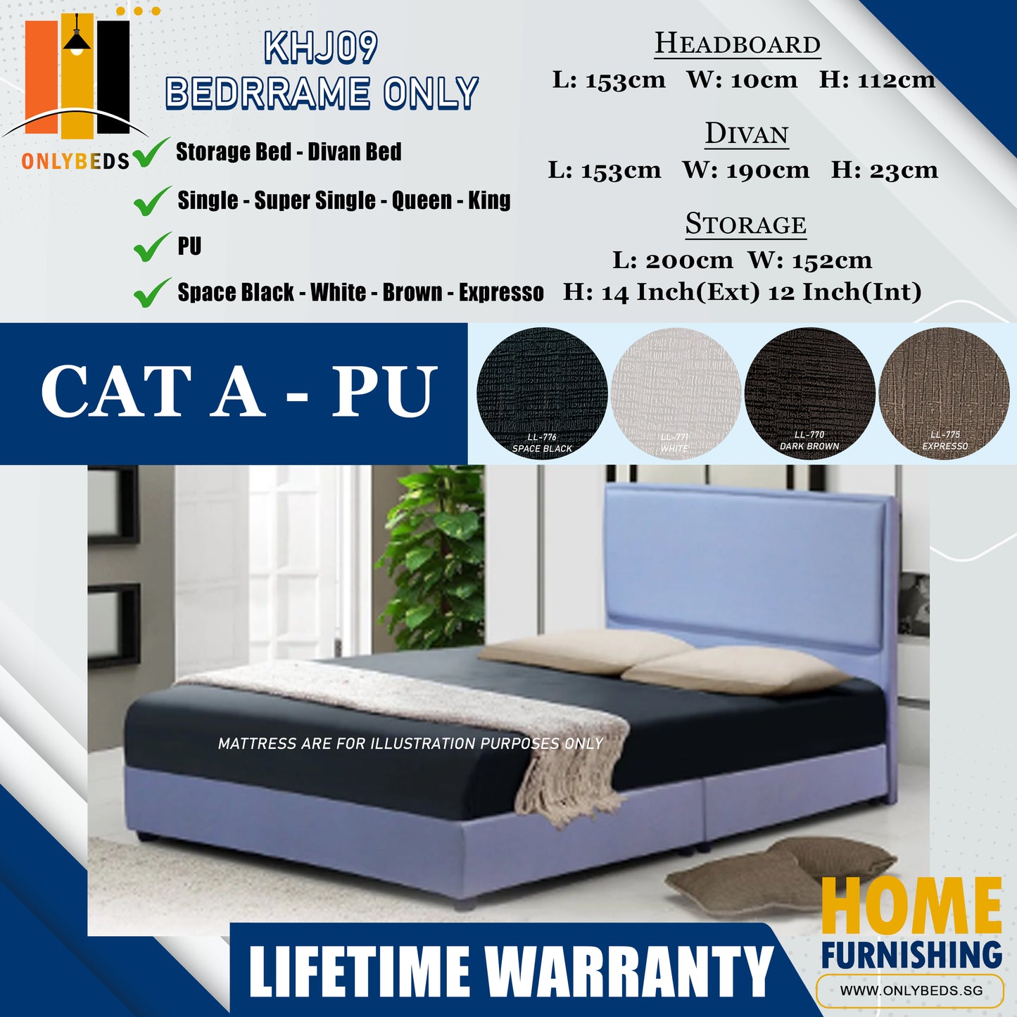 Storage Bedframe with Headboard only l KHJ09