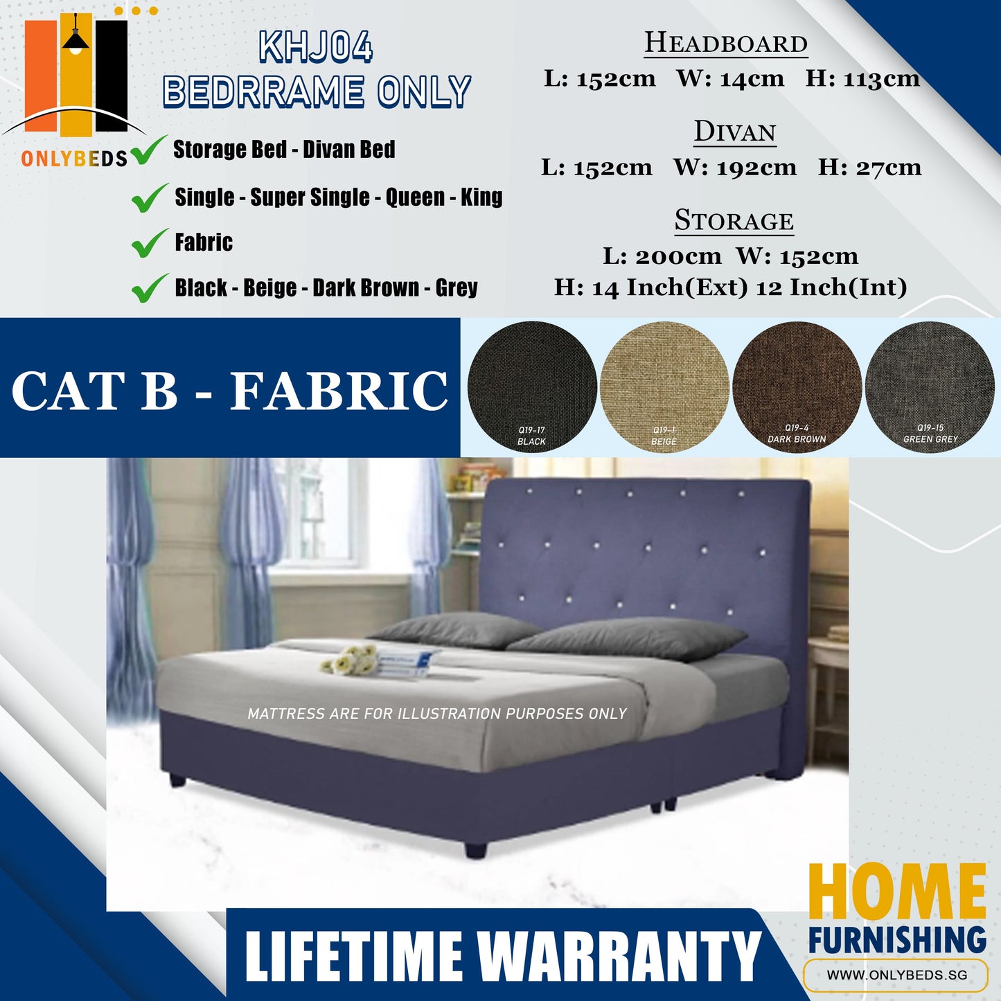 Divan Bedframe with Headboard l KHJ04