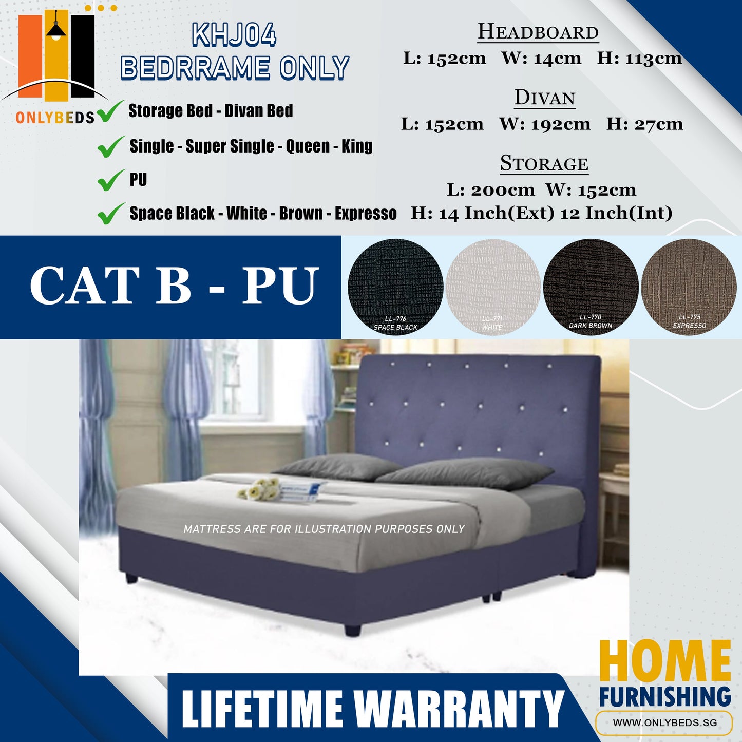 Divan Bedframe with Headboard l KHJ04
