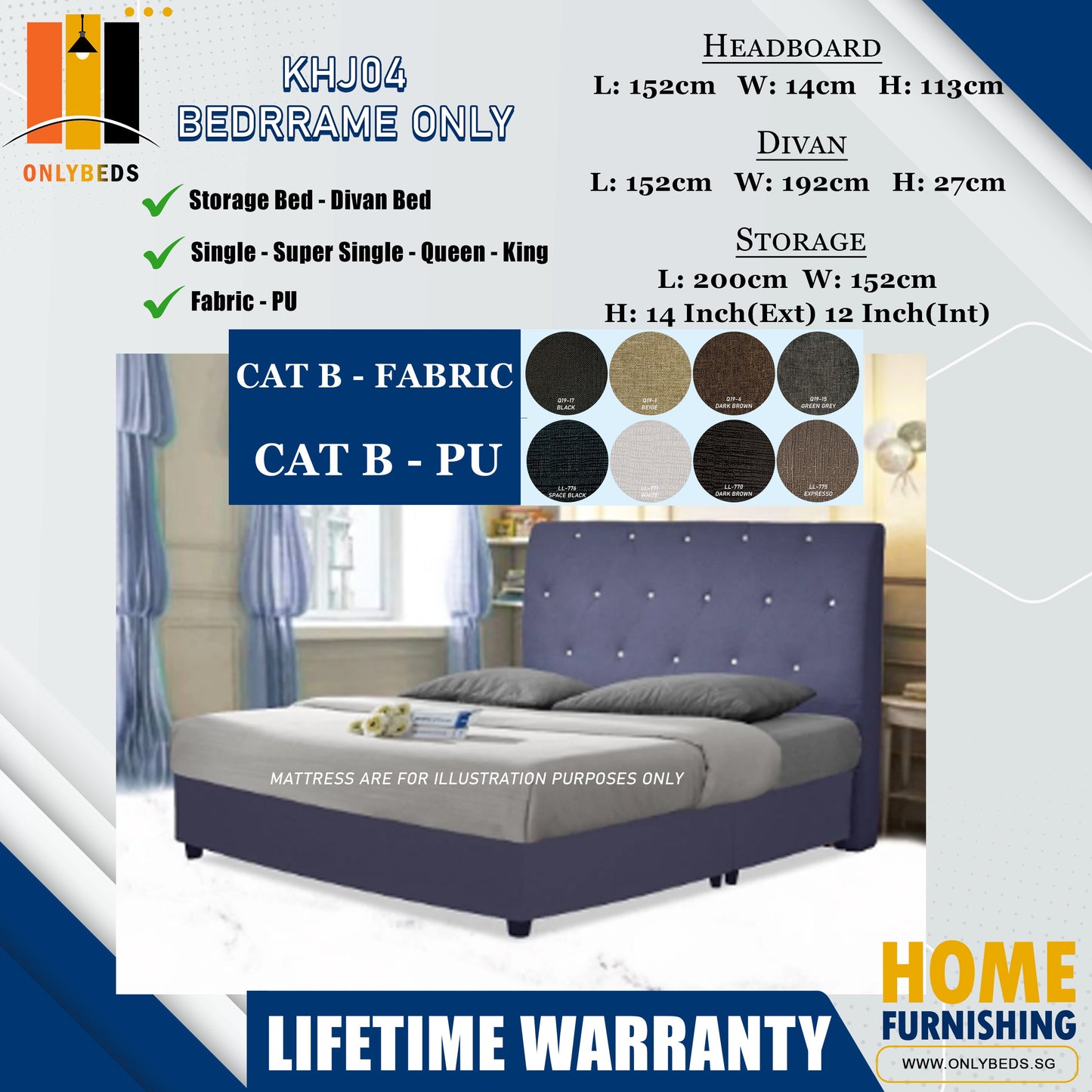Divan Bedframe with Headboard l KHJ04