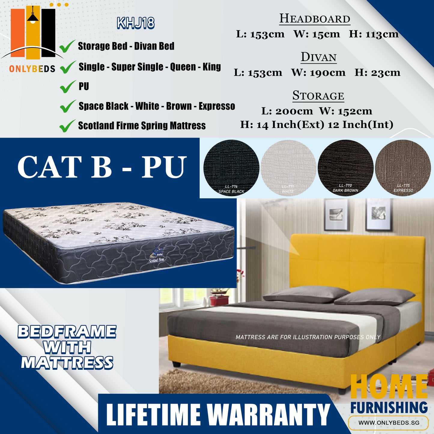 Divan Bedframe With Scotland Firme Spring Mattress l KHJ18 l Cat B