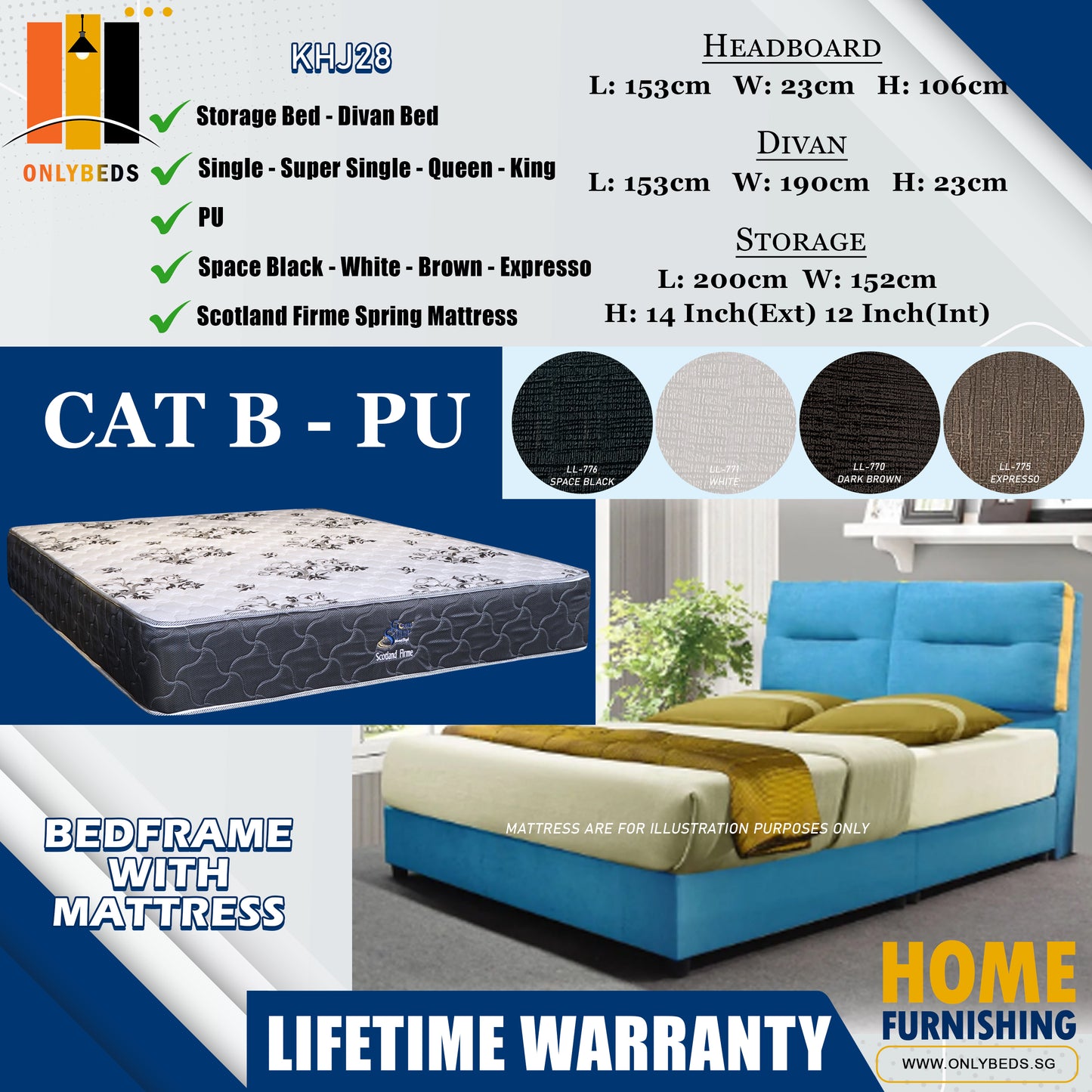 Storage Bedframe With Scotland Firme Spring Mattress l KHJ28 l Cat B