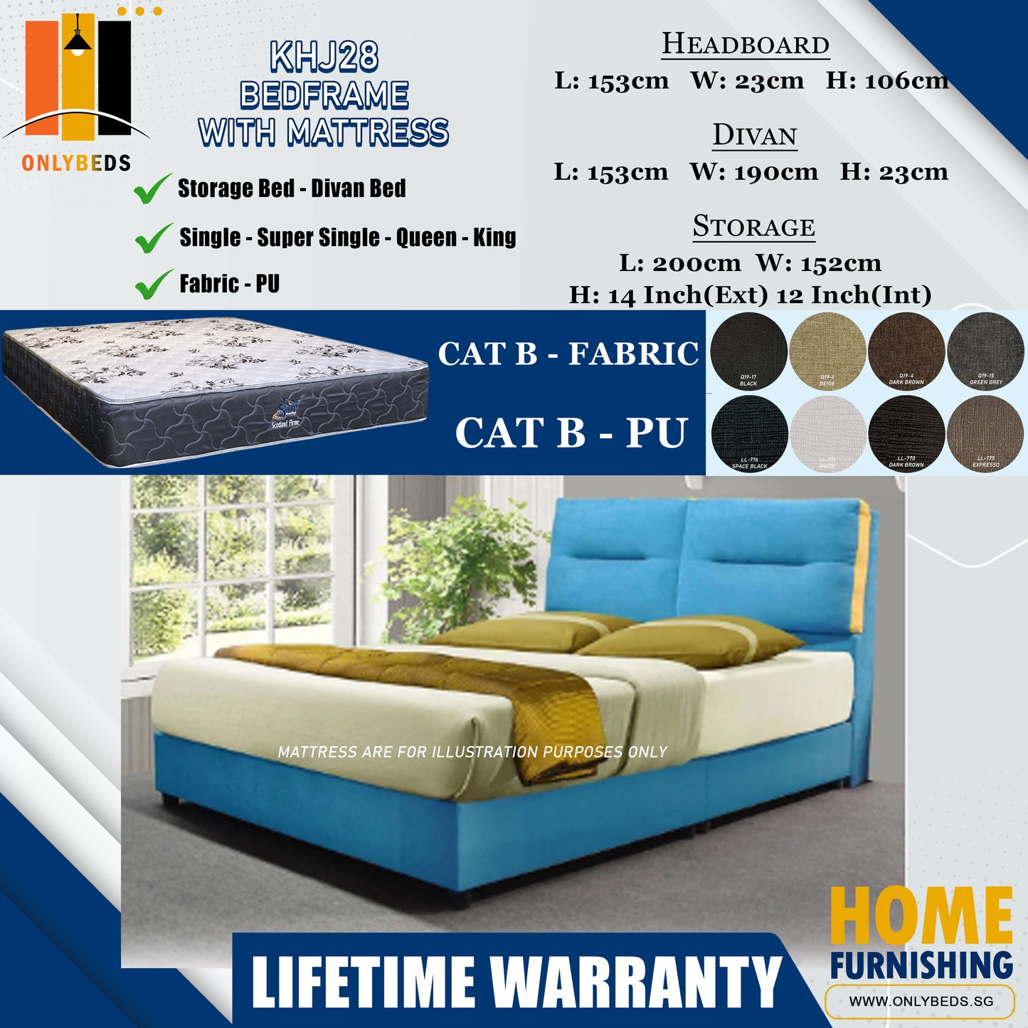 Storage Bedframe With Scotland Firme Spring Mattress l KHJ28 l Cat B