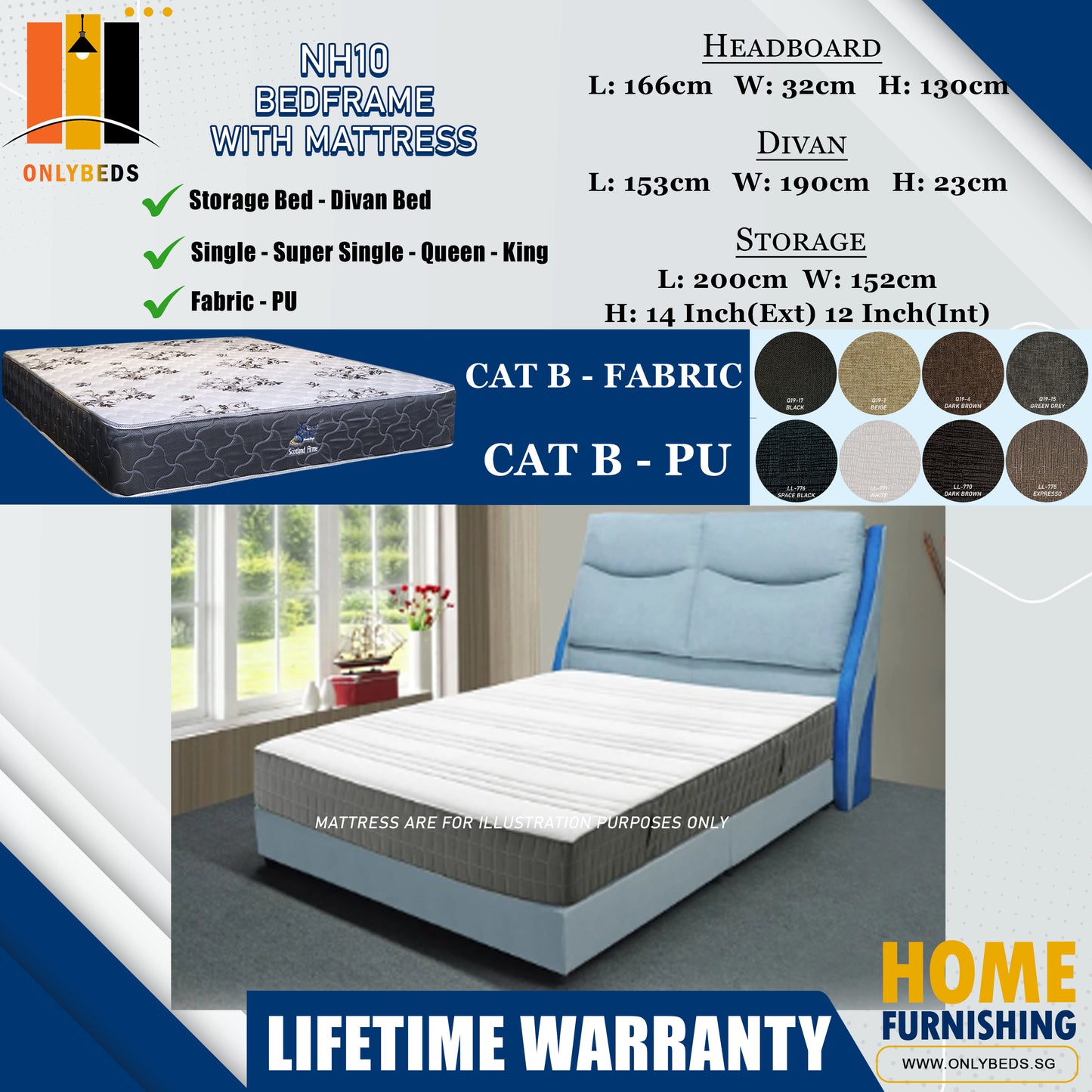 Storage Bedframe With Scotland Firme Spring Mattress l NH10 l Cat B
