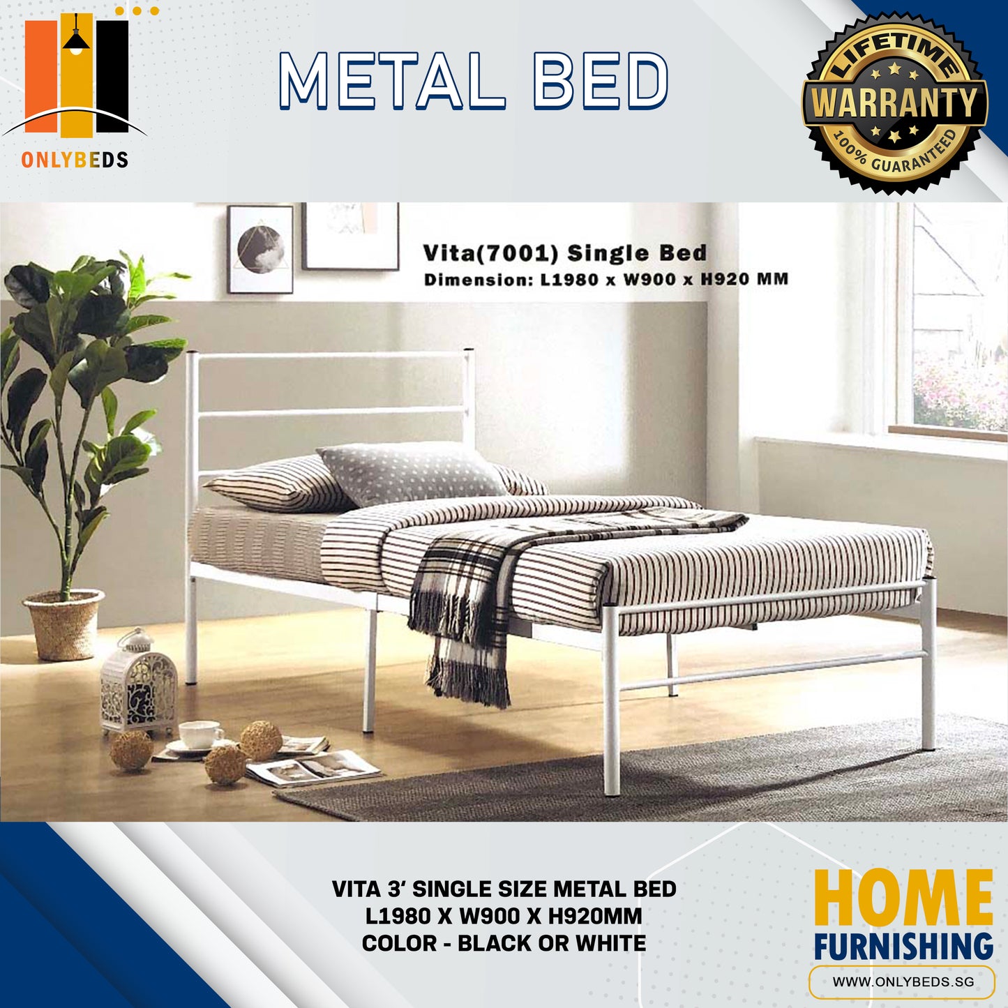 Metal Bed l Vita Single Size l Ready Stock