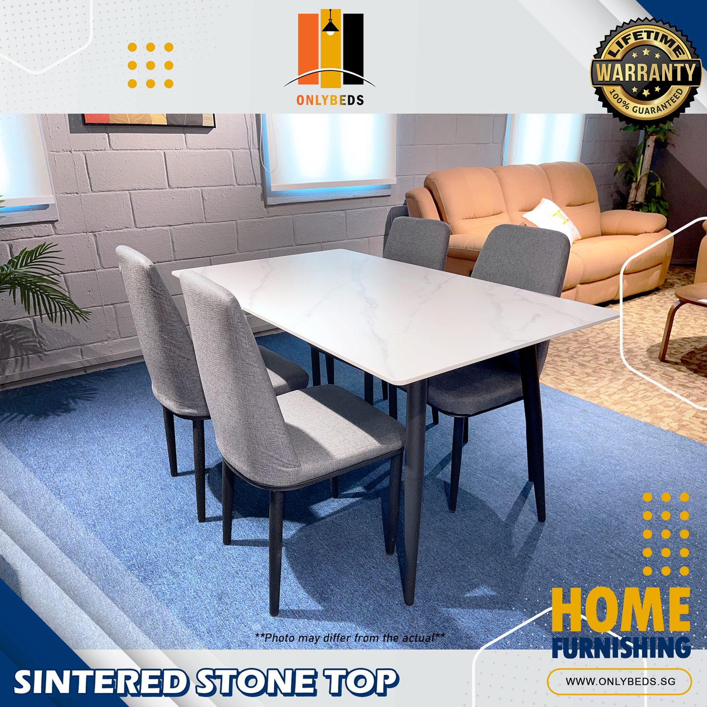 Dining Table Set with 4 Chair (sintered stone Top) | PL M8305 T9003