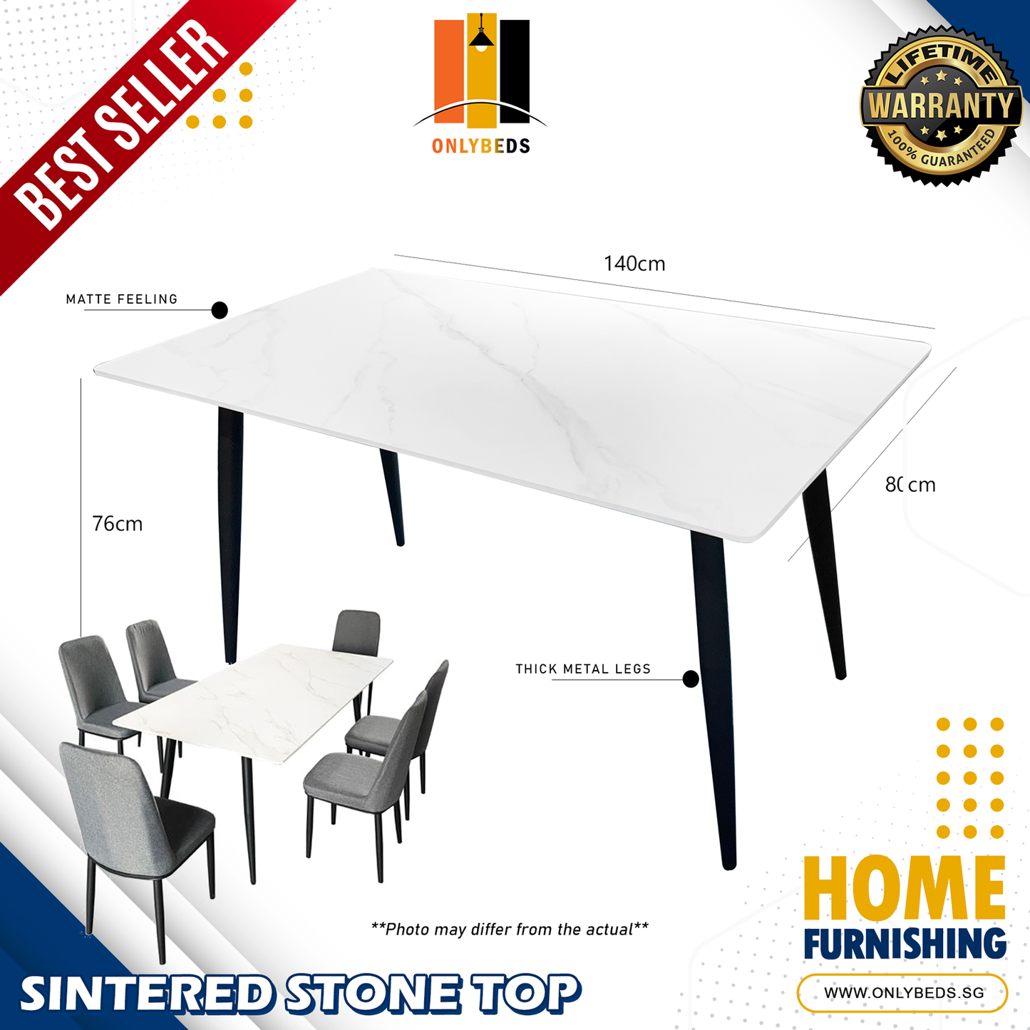 Dining Table Set with 4 Chair (sintered stone Top) | PL M8305 T9003