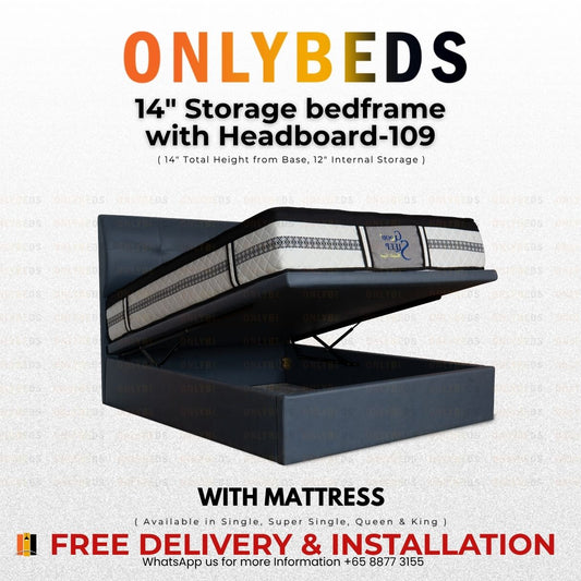Storage Bed and Mattress 14inc PVC/PU - [Single/Ssingle/Queen/King] - 365