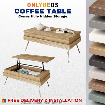 Coffee Table Convertible with Hidden Storage