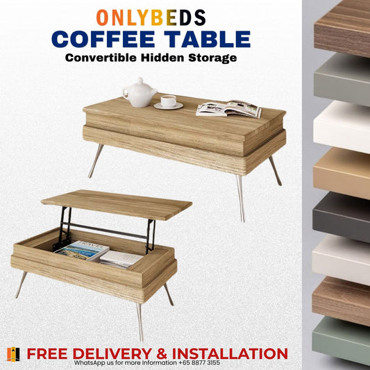 Coffee Table Convertible with Hidden Storage