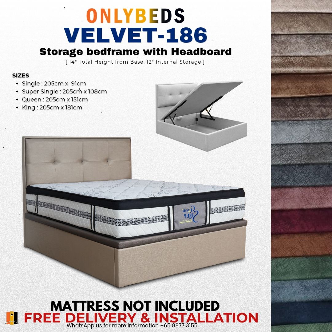 Storage Bed 14inc-VELVET-[Single/S.single/Queen/King]-186
