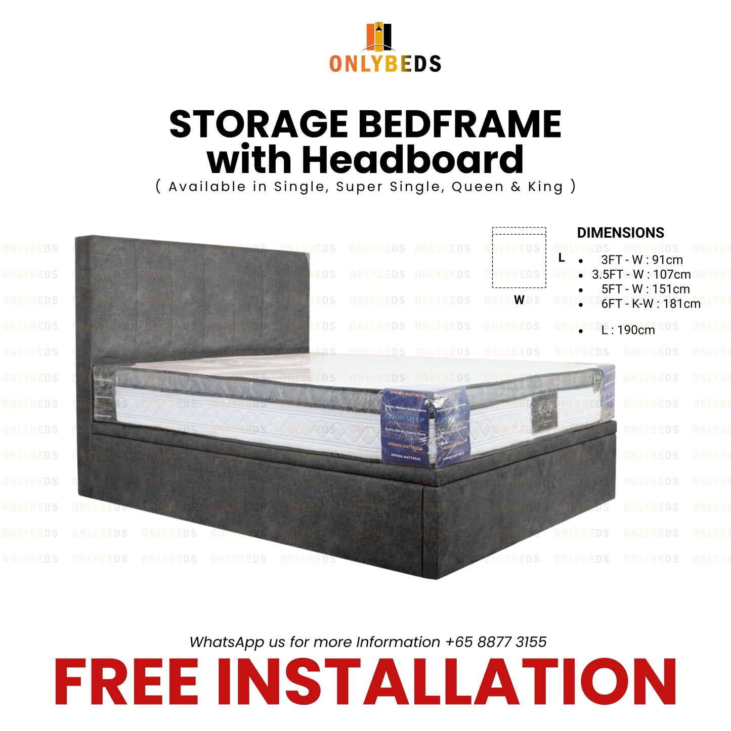 Storage Bedframe with Headrest #66