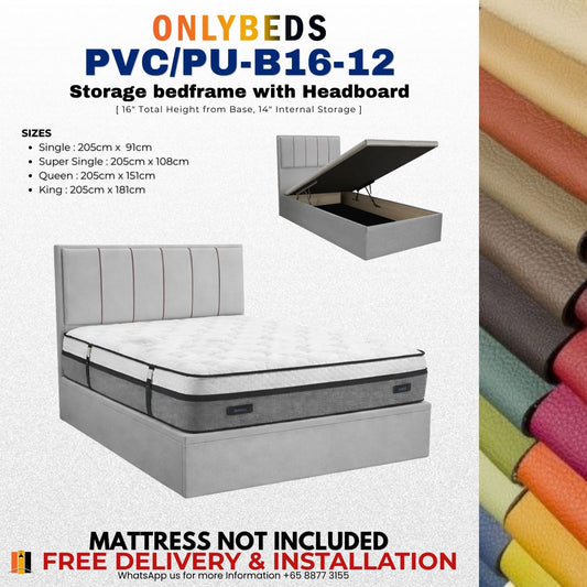 Storage Bed 16inc-PVC/PU-[Single/S.single/Queen/King]-12