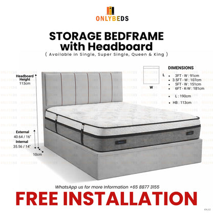 Storage Bedframe with Headboard-Velvet Fabric | 12