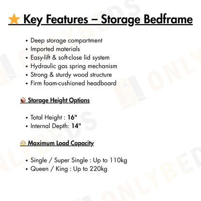 Storage Bedframe with 10" Spring Mattress | 44