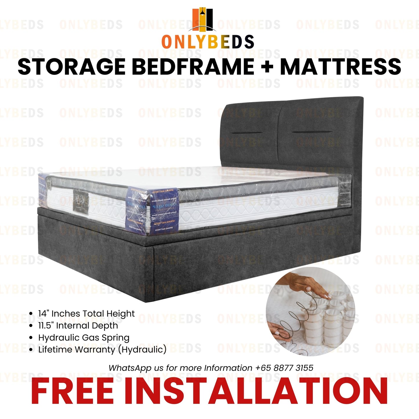 Storage Bedframe with Mattress | 88