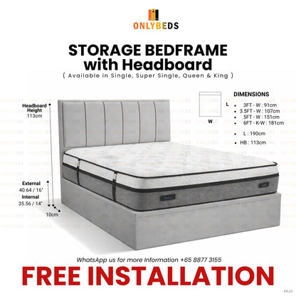 Storage Bedframe with Headboard-16" #12
