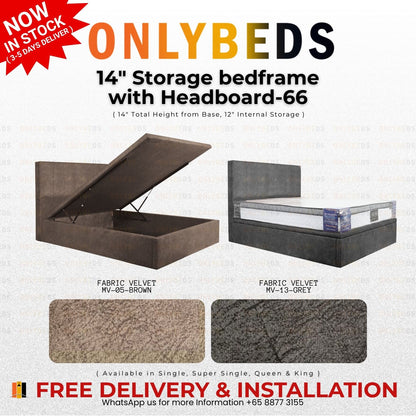 Storage Bed 14inc VELVET - [Single/Ssingle/Queen/King] - 66
