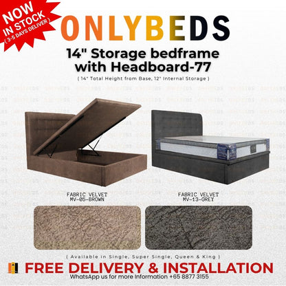 Storage Bed 14inc VELVET - [Single/Ssingle/Queen/King] - 77
