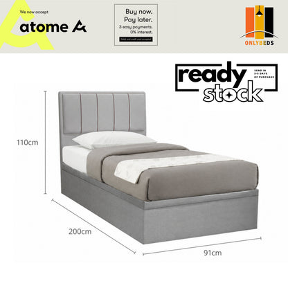 READY STOCK-Storage Bed Single [FREE INSTALLATION & DELIVERY] 1917-1 GREY
