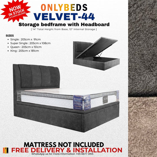 Storage Bed 14inc-VELVET-[Single/S.single/Queen/King]-44