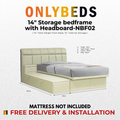 Storage Bed 14inc PVC/PU - [Single/Ssingle/Queen/King] - NBF02