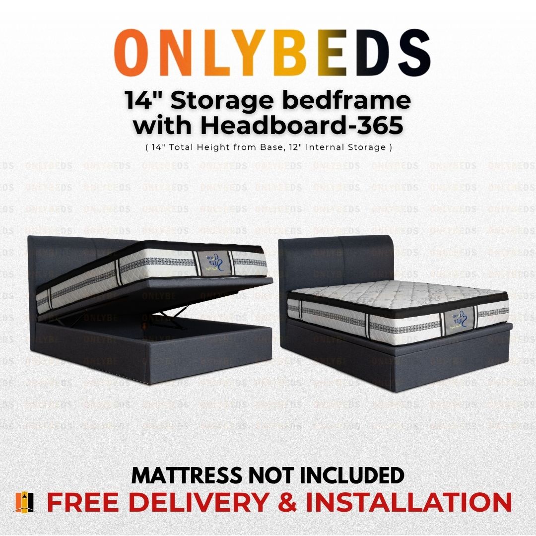Storage Bed 14inc PVC/PU - [Single/Ssingle/Queen/King] - 365
