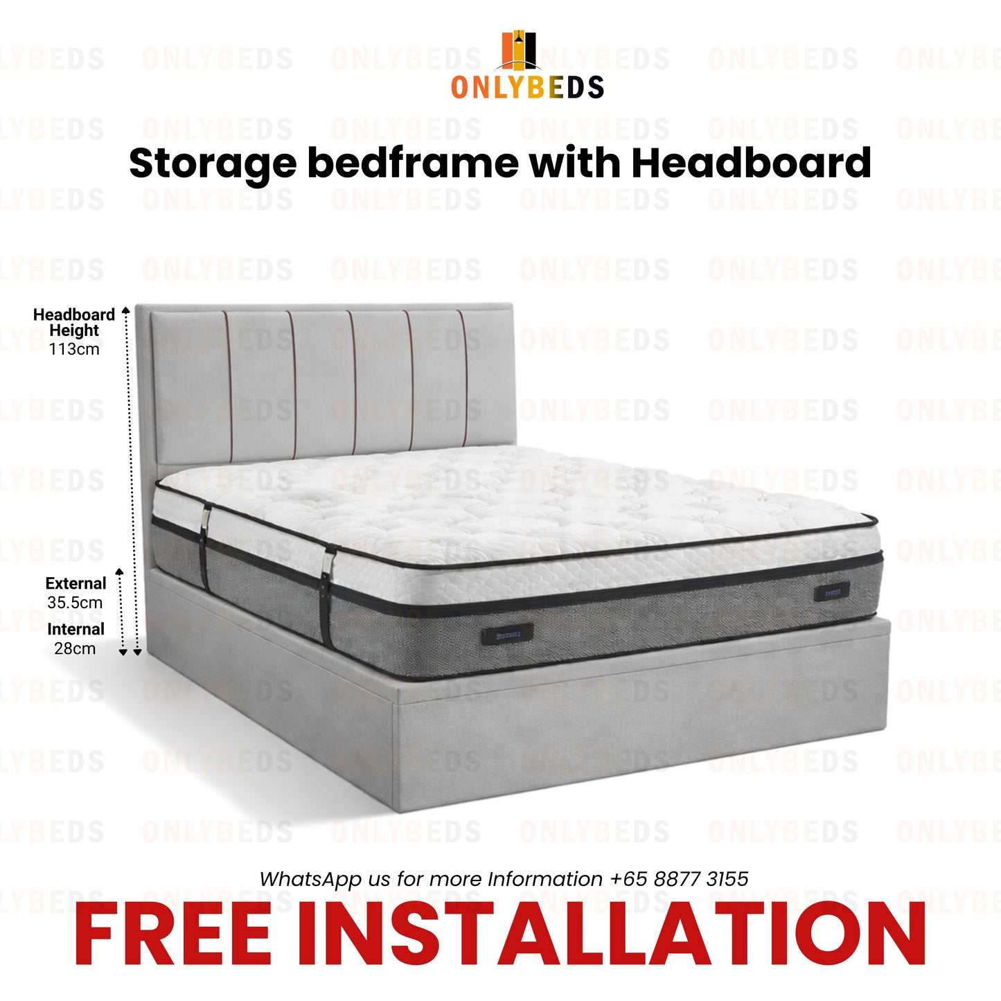 Storage Bedframe with Headboard-16" PVC/PU Leather| 12