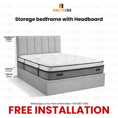 Storage Bedframe with Headboard-16" PVC/PU Leather| 12