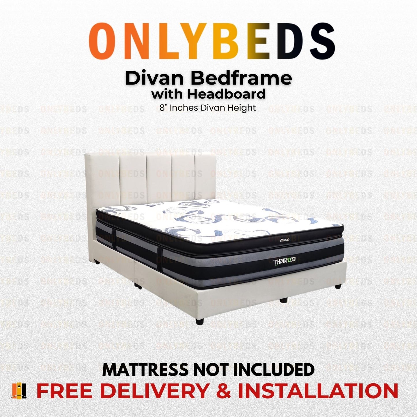Divan Bed 8inc PU - [Single/Ssingle/Queen/King] - 01