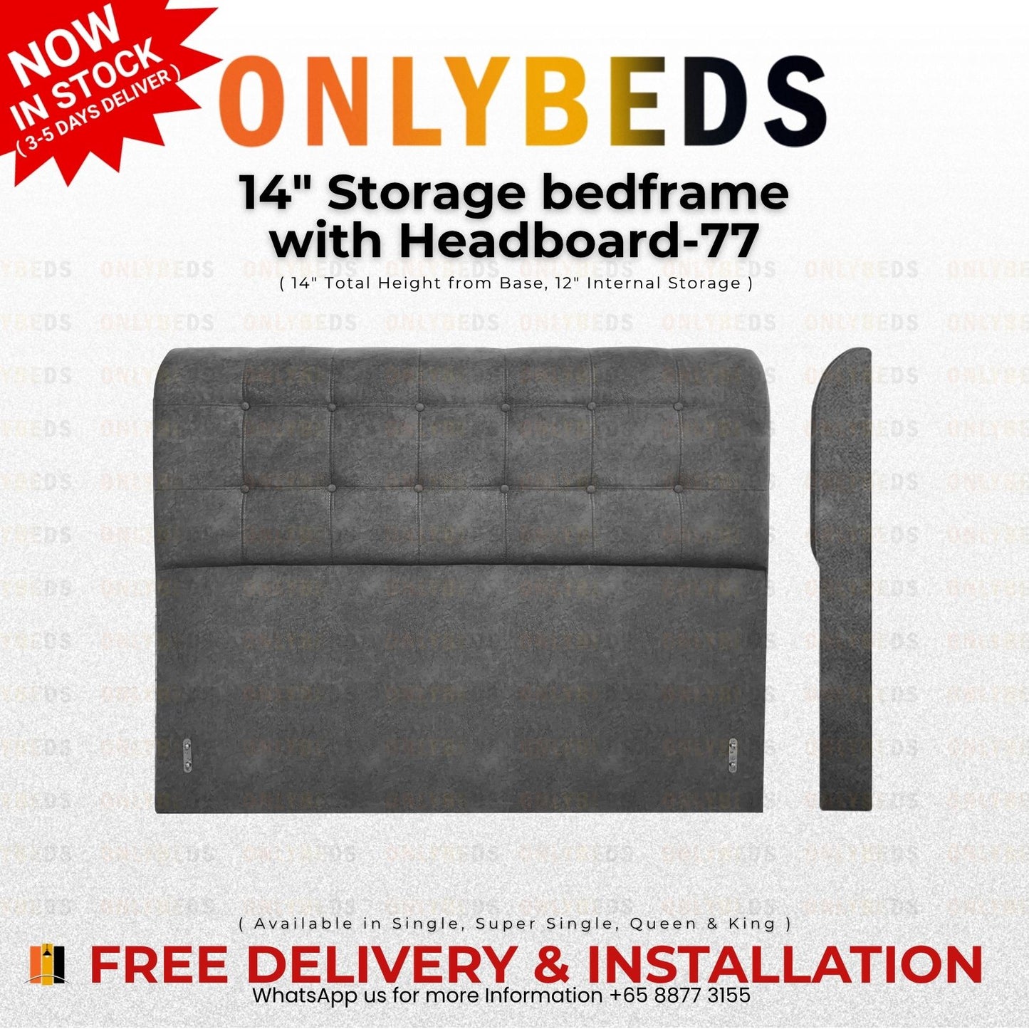 Storage Bed and Mattress VELVET - [Single/Ssingle/Queen/King] - 77
