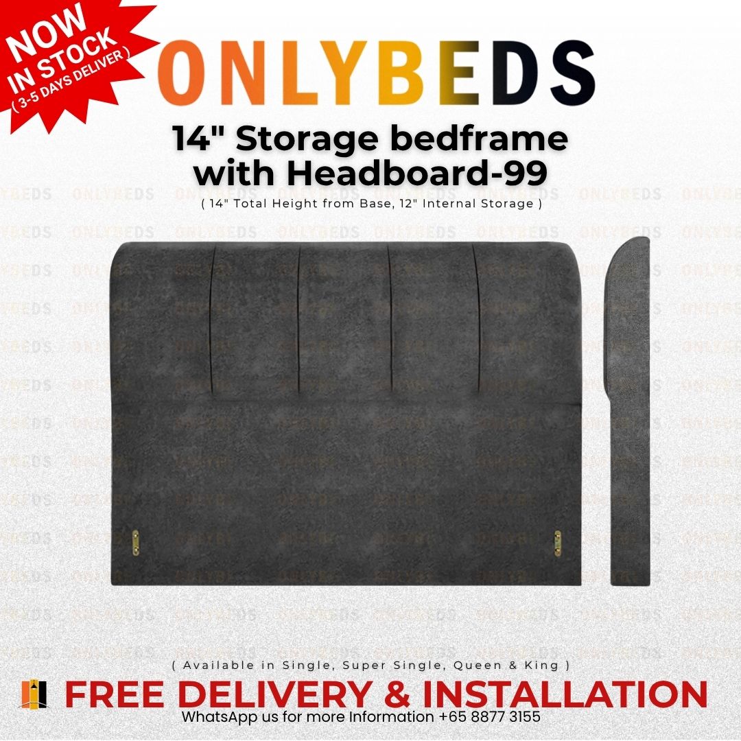 Storage Bed 14inc VELVET - [Single/Ssingle/Queen/King] - 99