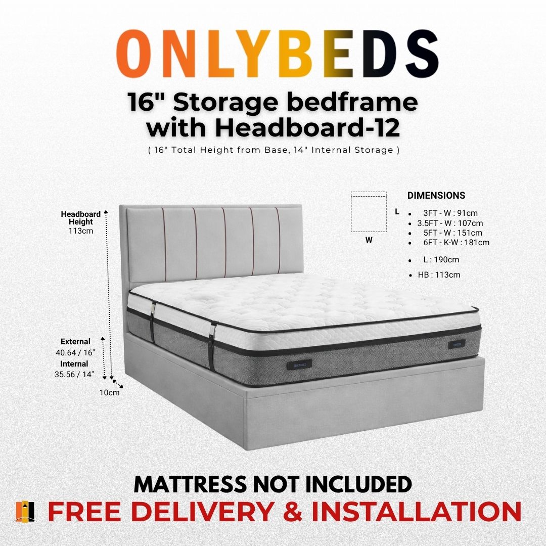 Storage Bed 16inc PVC/PU - [Single/Ssingle/Queen/King] - 12
