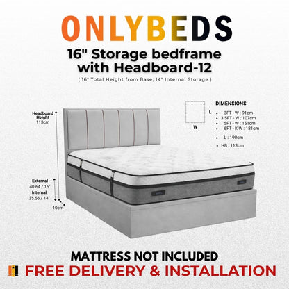 Storage Bed 16inc PVC/PU - [Single/Ssingle/Queen/King] - 12