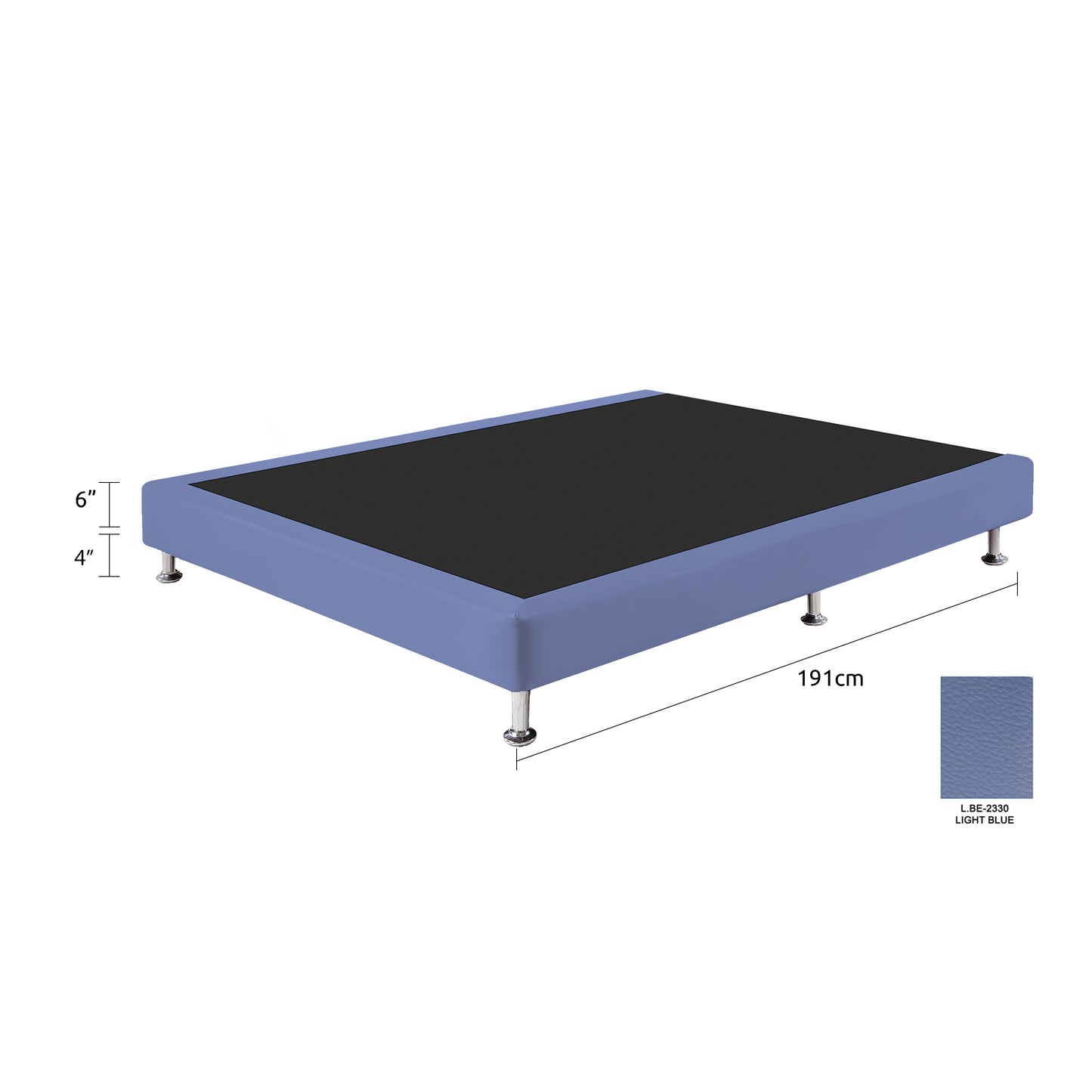 Divan Base Only with 2/4" Hard Plastic Leg (NO Head Board)