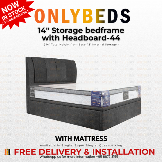 Storage Bed & Mattress 14inc-VELVET-[Single/Ssingle/Queen/King]-44