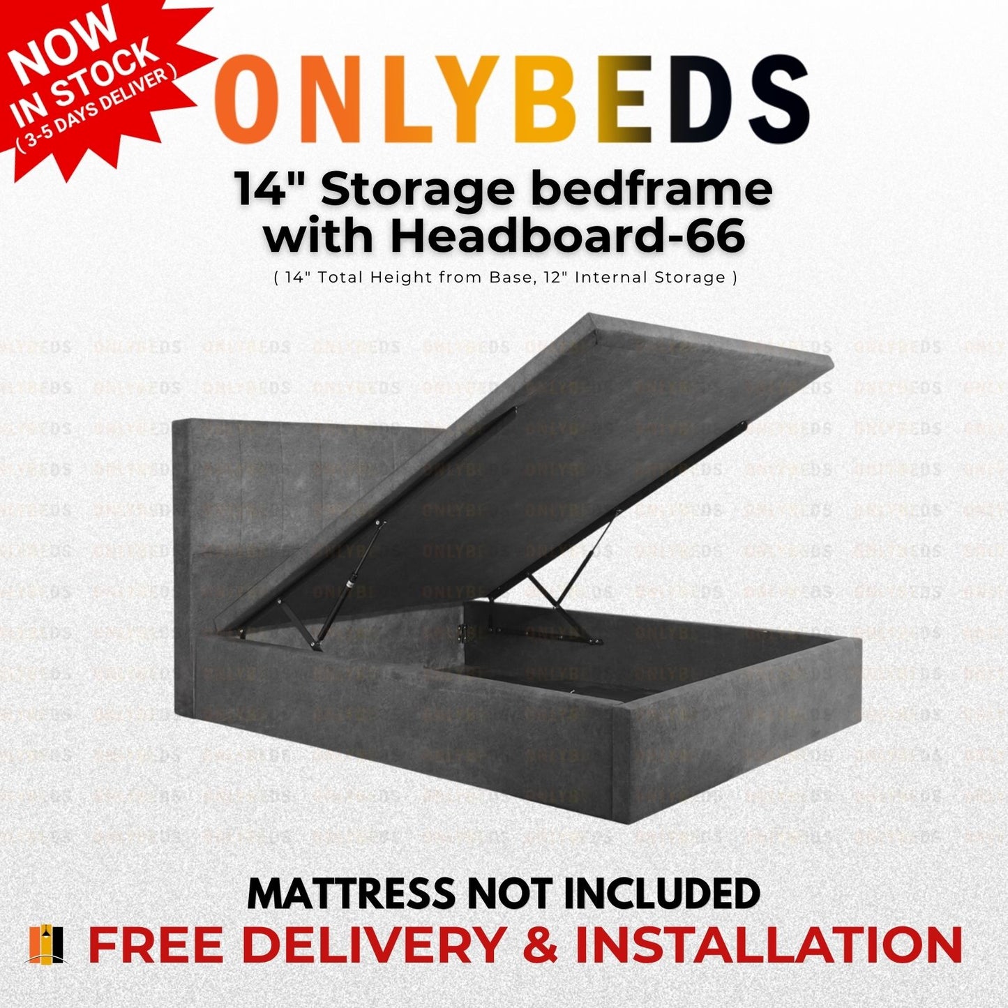 Storage Bed 14inc VELVET - [Single/Ssingle/Queen/King] - 66