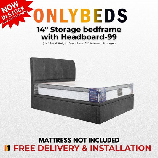 Storage Bed 14inc VELVET - [Single/Ssingle/Queen/King] - 99