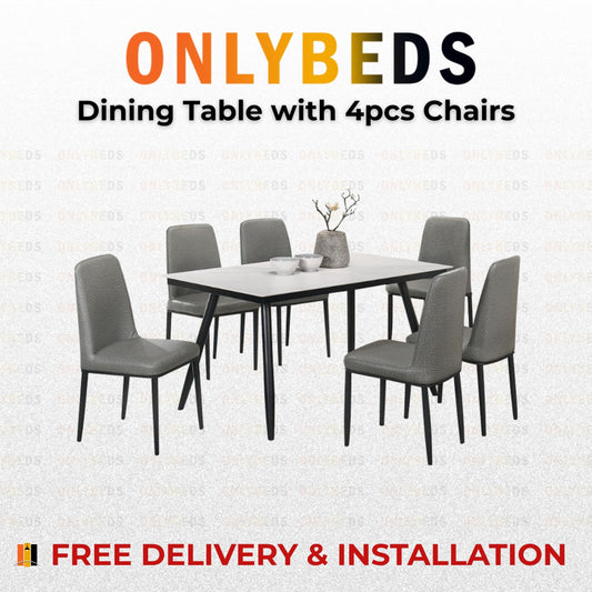 Dining Table Set with 4pcs Chair-[Sintered Stone]