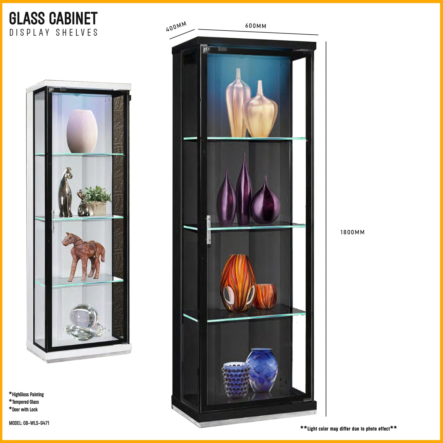 Glass Cabinet - Black | 9471