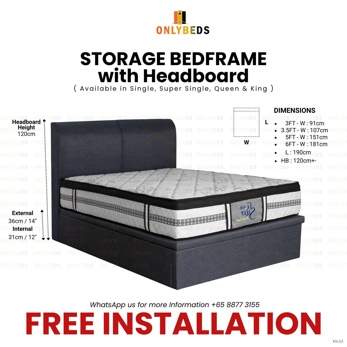 Storage Bedframe with Headboard #365